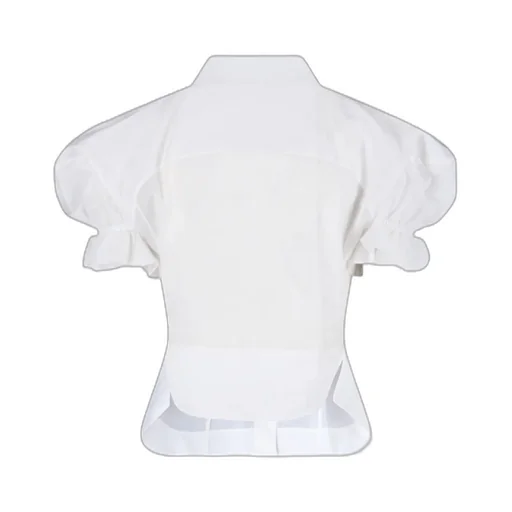 Logo Embroidered Ruffled Top
