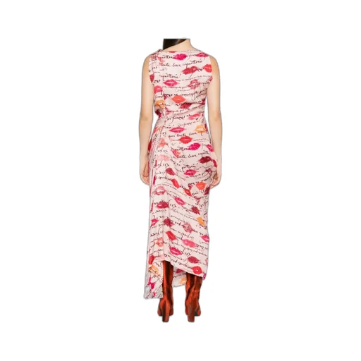 Kiss-Print Draped Dress