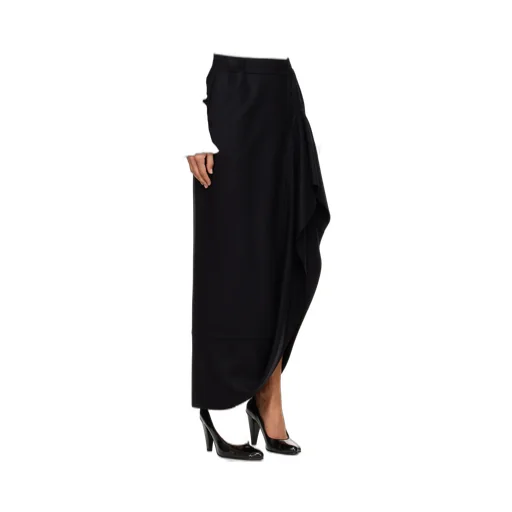Ruffled Pocketed Asymmetrical Skirt
