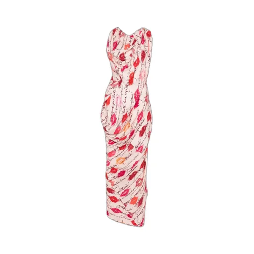 Kiss-Print Draped Dress