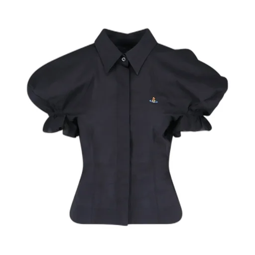 Logo Embroidered Ruffled Top