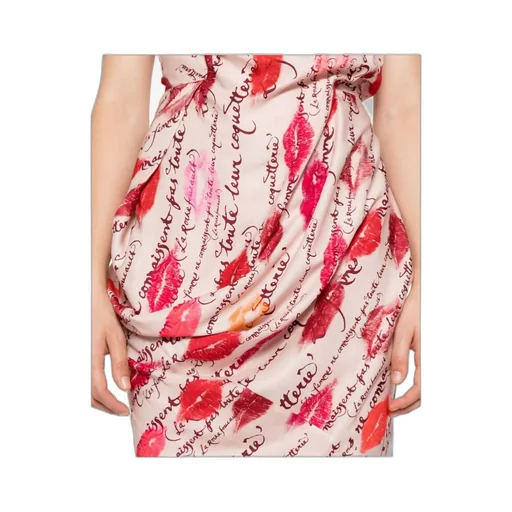Kiss-Print Draped Dress