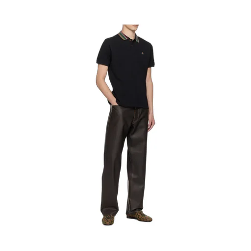 Short Sleeved Orb-Embroidered Polo Shirt