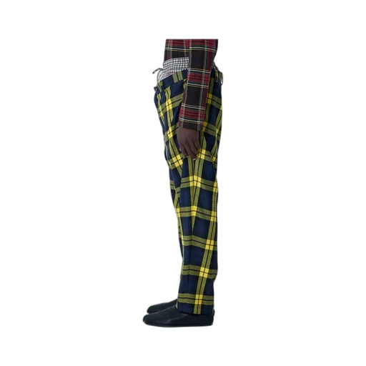 Double Waist Checked Trousers