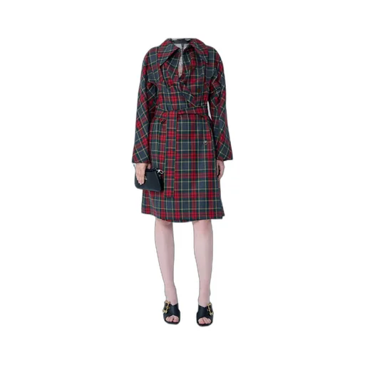 Checked Belted Coat