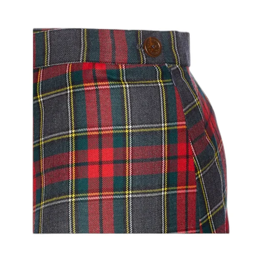 Checked Asymmetric Midi Skirt