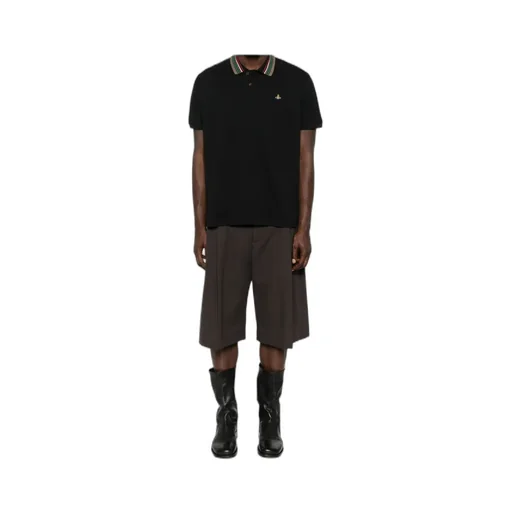 Short Sleeved Orb-Embroidered Polo Shirt