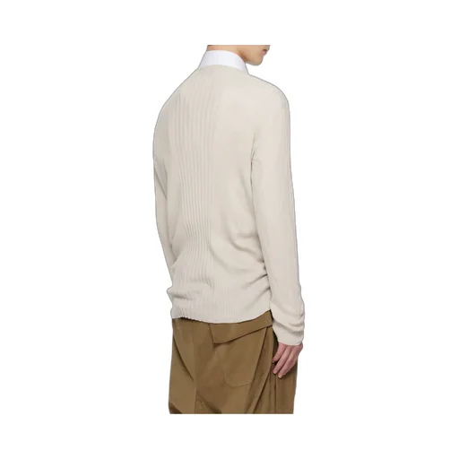Ribbed Button-Placket Sweater