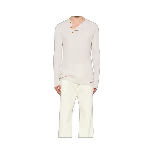 Ribbed Button-Placket Sweater