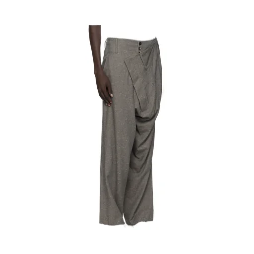 Asymmetric Fastened Straight Leg Trousers