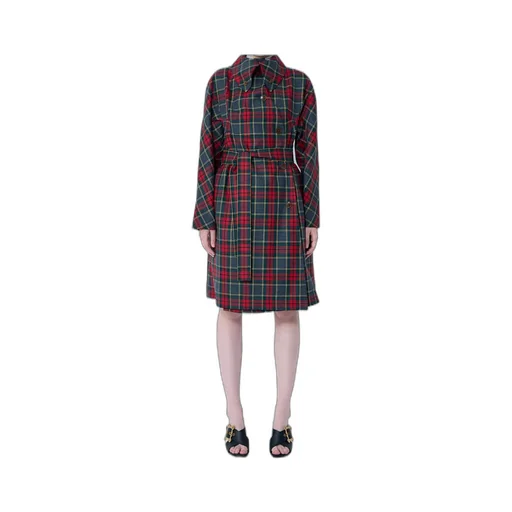 Checked Belted Coat