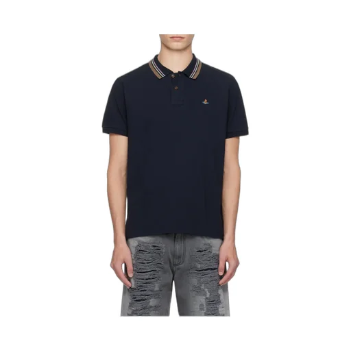 Short Sleeved Orb-Embroidered Polo Shirt