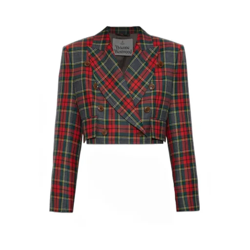 Checked Double-Breasted Blazer