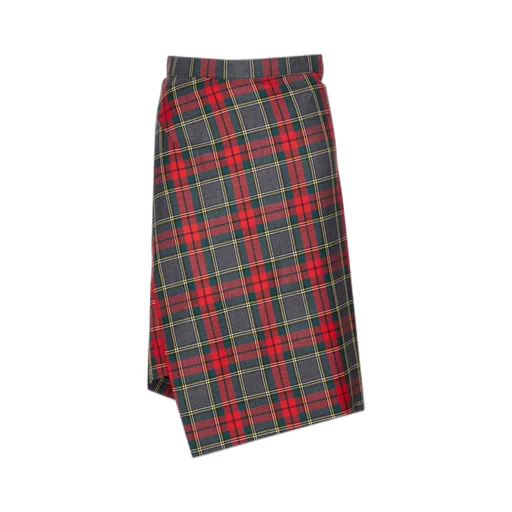 Checked Asymmetric Midi Skirt