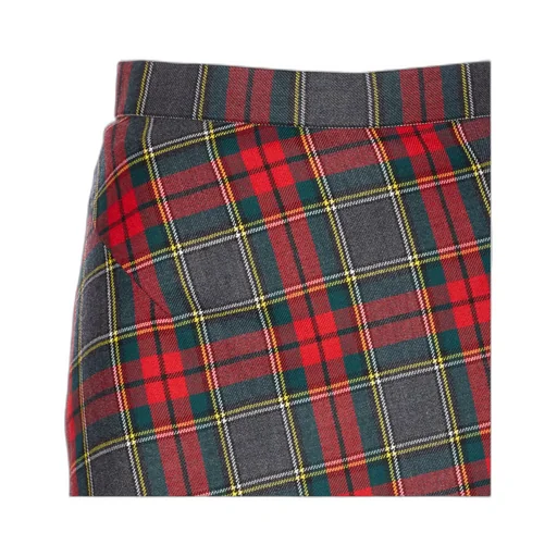 Checked Asymmetric Midi Skirt