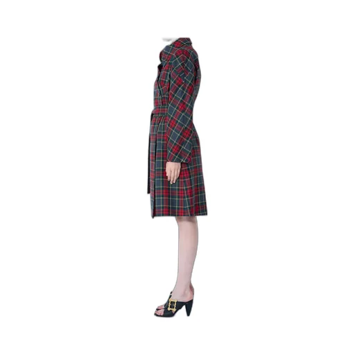 Checked Belted Coat