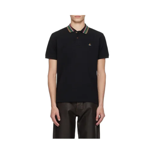 Short Sleeved Orb-Embroidered Polo Shirt