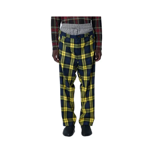 Double Waist Checked Trousers