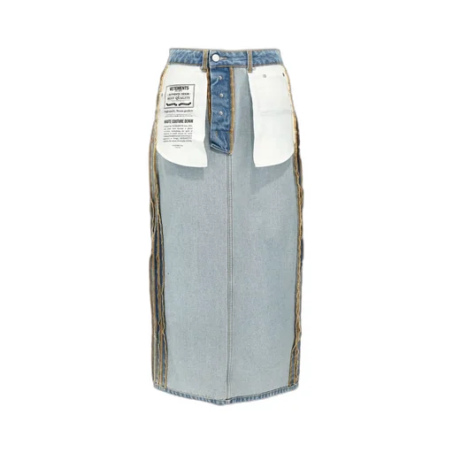 Inside-Out Denim Midi Skirt
