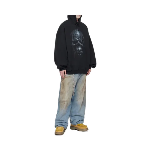 Skull Printed Oversized Hoodie