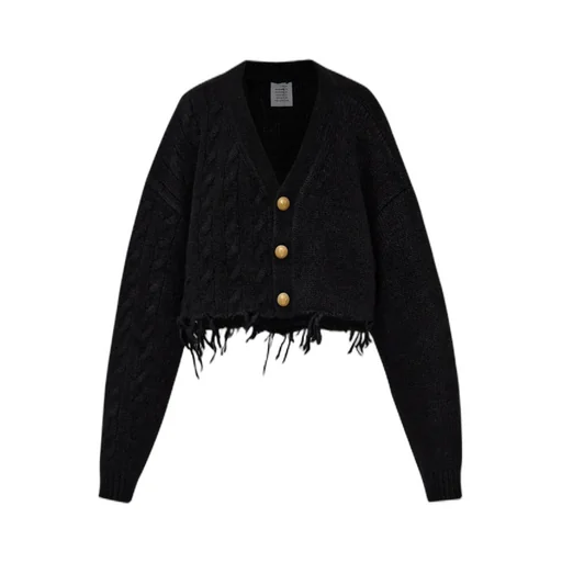 Button-Up Distressed Cardigan