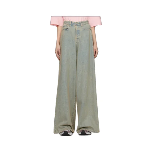 Faded Wide-Leg Jeans