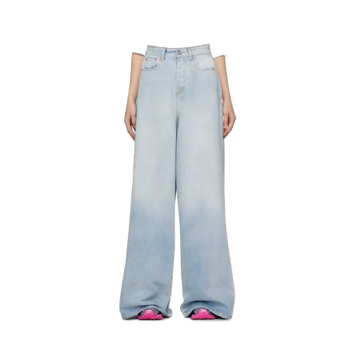 Wide-Leg Destroyed Jeans