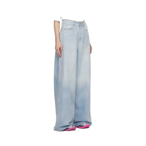 Wide-Leg Destroyed Jeans