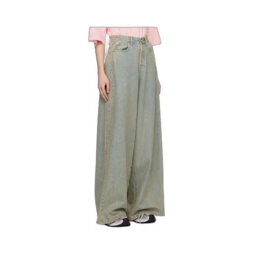 Faded Wide-Leg Jeans
