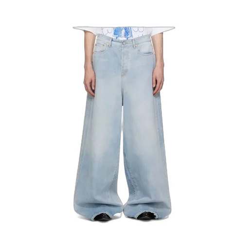 Wide-Leg Destroyed Jeans