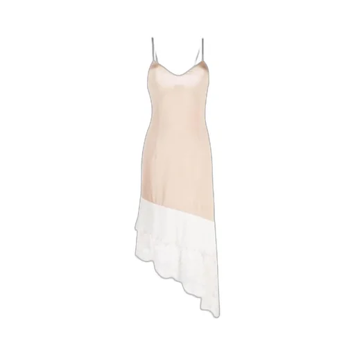 Lace-Panelled Asymmetric Slip Dress