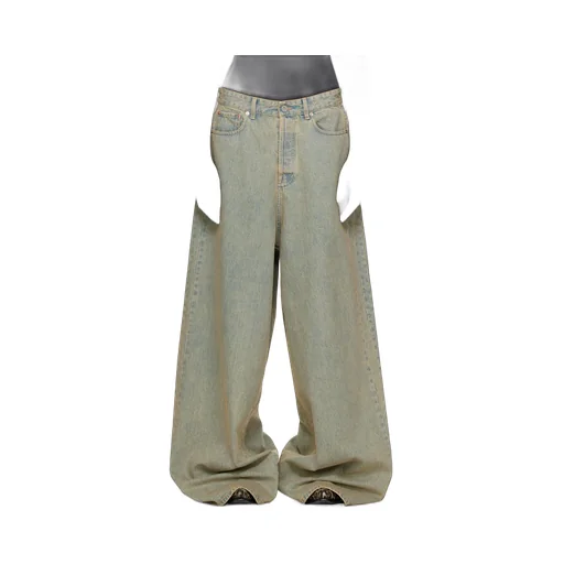 Faded Wide-Leg Jeans