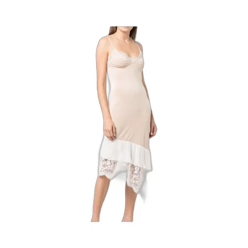 Lace-Panelled Asymmetric Slip Dress