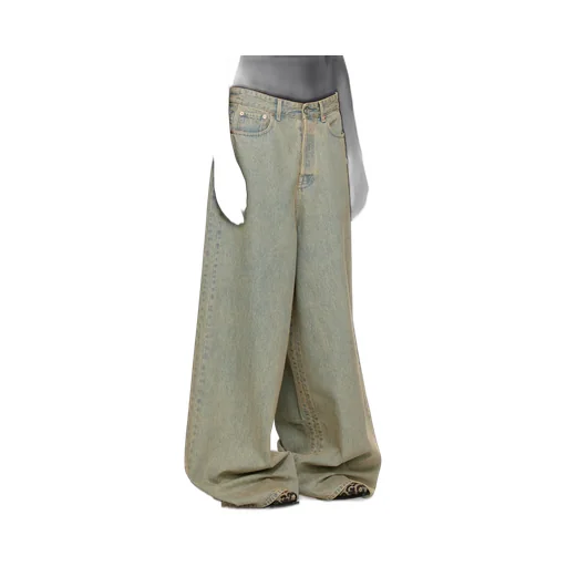 Faded Wide-Leg Jeans