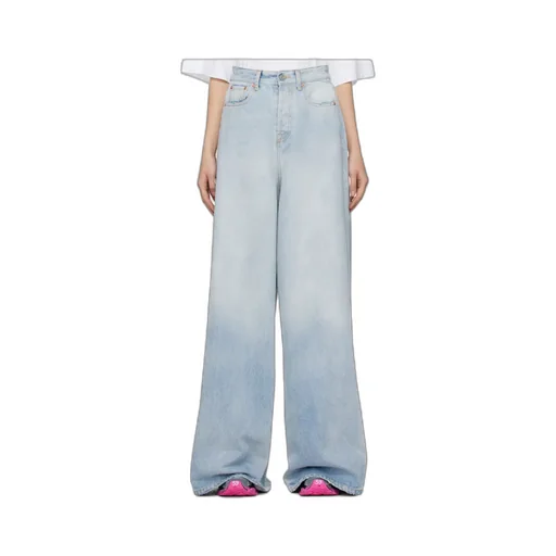Wide-Leg Destroyed Jeans