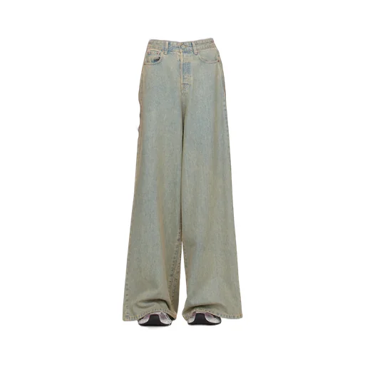 Faded Wide-Leg Jeans
