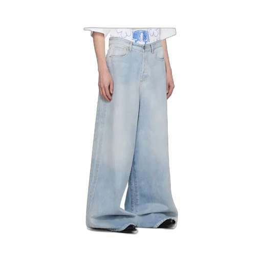 Wide-Leg Destroyed Jeans