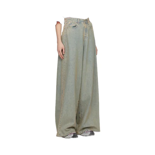 Faded Wide-Leg Jeans