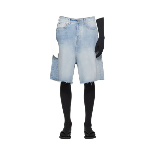 Wide-Leg Denim Shorts