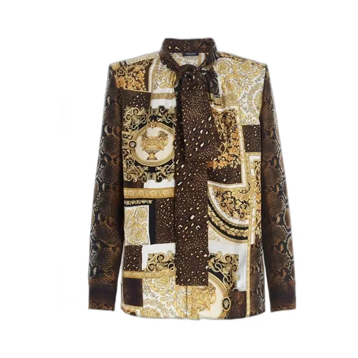 Printed Pussy-Bow Blouse