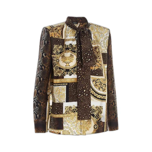 Printed Pussy-Bow Blouse