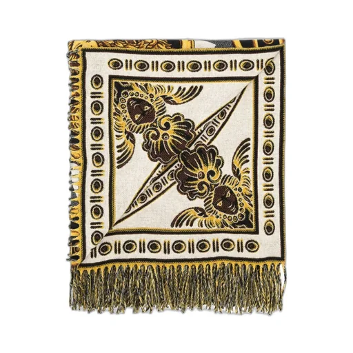 Baroque Patterned Fringed Throw Blanket