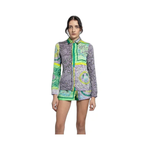 Barocco Patchwork Print Satin Shirt