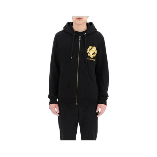 Medusa Print Detail Zip-Up Hoodie