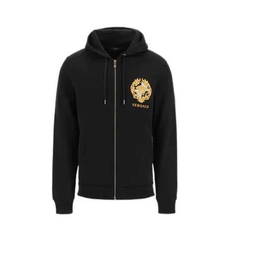 Medusa Print Detail Zip-Up Hoodie
