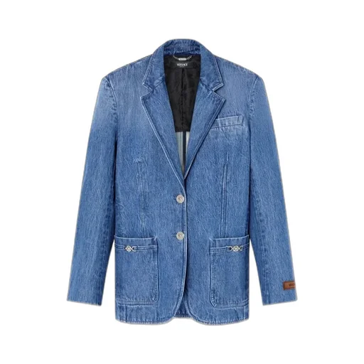 Single-Breasted Tailored Denim Blazer