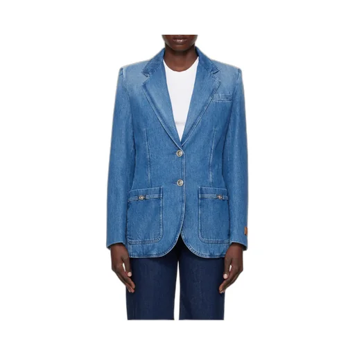 Single-Breasted Tailored Denim Blazer
