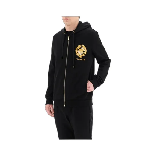 Medusa Print Detail Zip-Up Hoodie