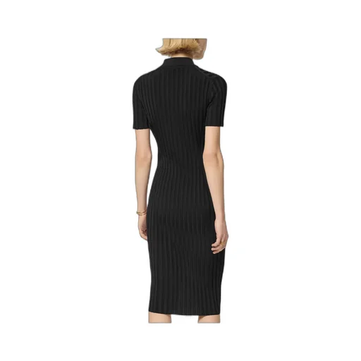 Short-Sleeved Knitted Midi Shirt Dress