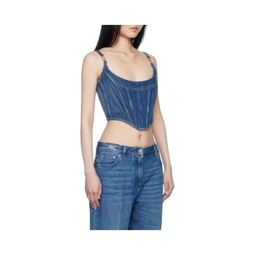 Medusa '95 Cropped Denim Corset Top